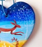 leaping moonlit hare on  a ceramic heart - Image 4