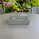 Handcrafted Concrete Tabletop Fire with Glass Surround – 14 x 8 Inch 