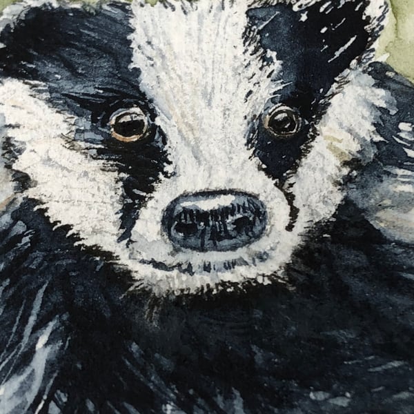Original watercolour of Barry Badger - ACEO - free UK postage 
