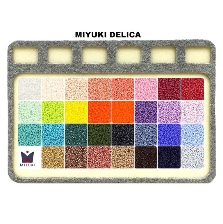 Miyuki Delica 31 Colour Pack with 7 Section Bead Mat, 62 Gram Seed Bead Set