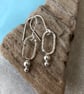 Hammered silver oval drop earrings, hammered silver dangle earrings, - Image 3