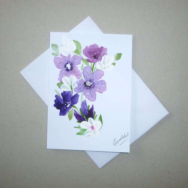 original art hand painted floral card ( ref FA 653 G1 )