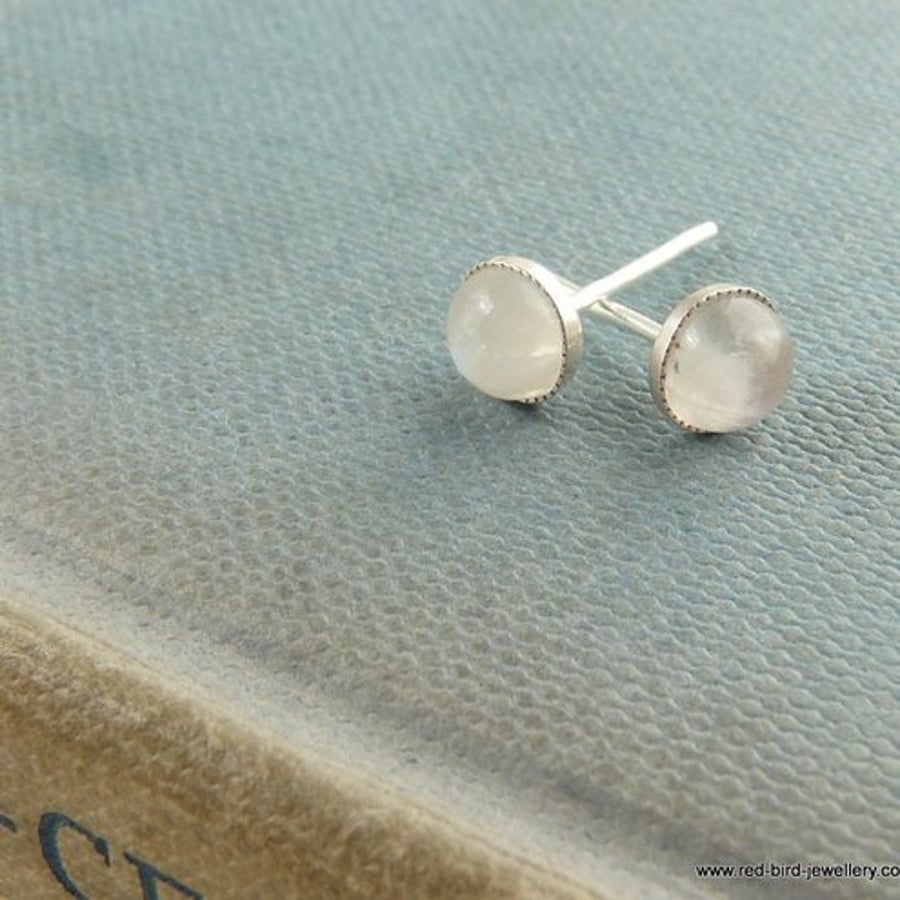 Moonstone and sterling silver studs