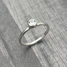 Aquamarine Silver ring, birthstone ring, sterling silver hammered stone ring, 