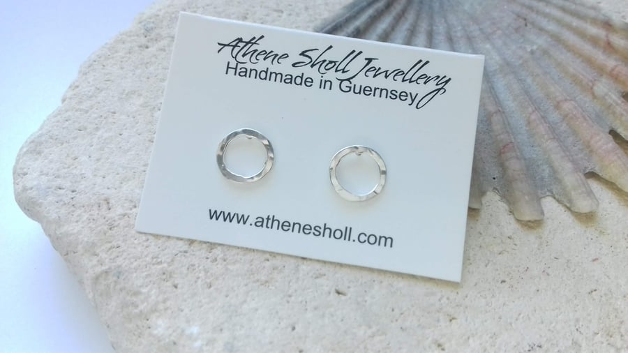 Tiny Textured Circle Studs 