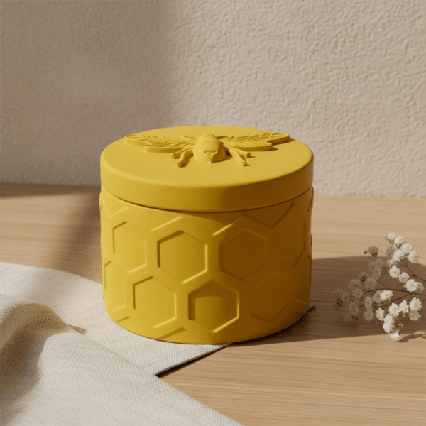 Yellow Bee Design Jewellery Box with Honeycomb Pattern