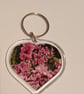 Pretty Pink Flower Photography in heart shaped keyring 