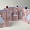 Christmas Cards,5pk,'Winter'Printed Design,Handmade, Can Be Personalised.