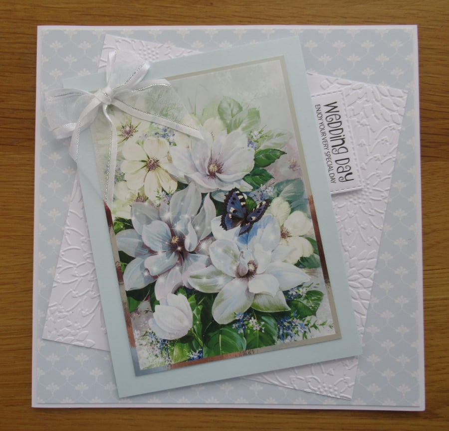 Blue Flowers - Large Wedding Card