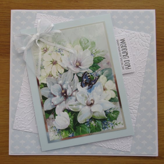 Blue Flowers - Large Wedding Card