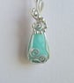 925 Silver & Natural Amazonite Crystal Necklace Pendant Gift Jewellery Jewelry  