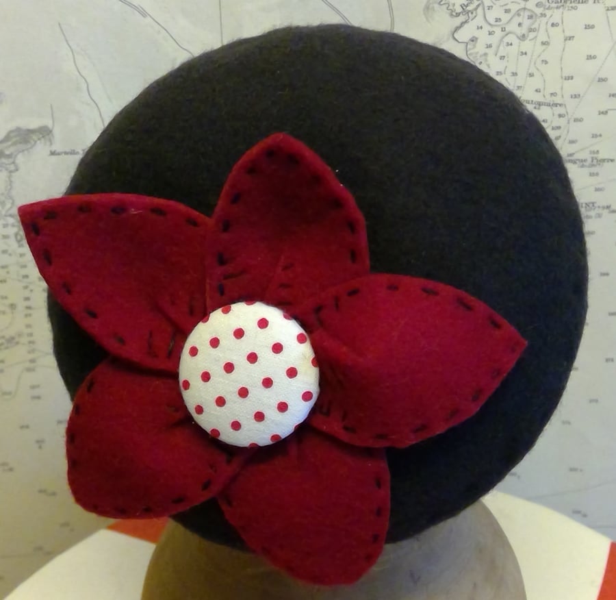 Flower Button Beret