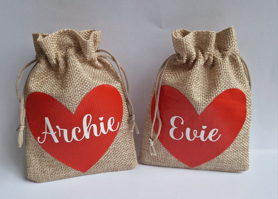 Personalised drawstring bag- Valentines, Birthday , Wedding favour gift bag