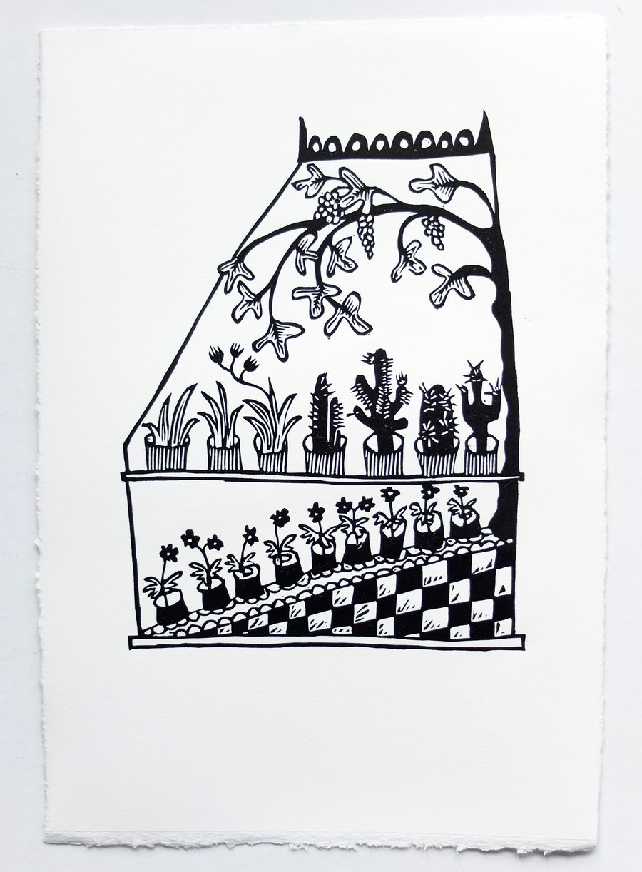 Hothouse - lino print