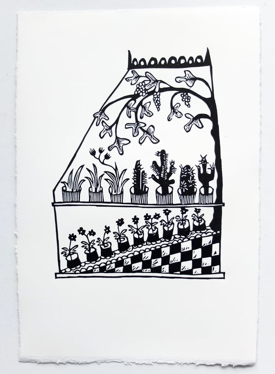 Hothouse - lino print