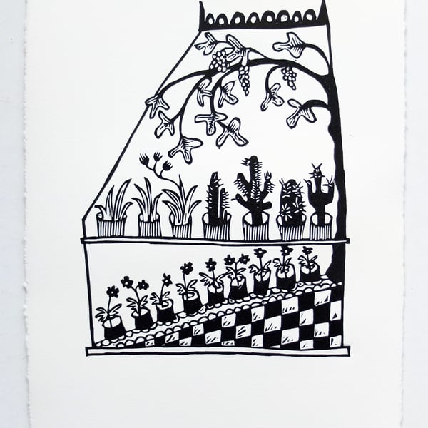 Hothouse - lino print