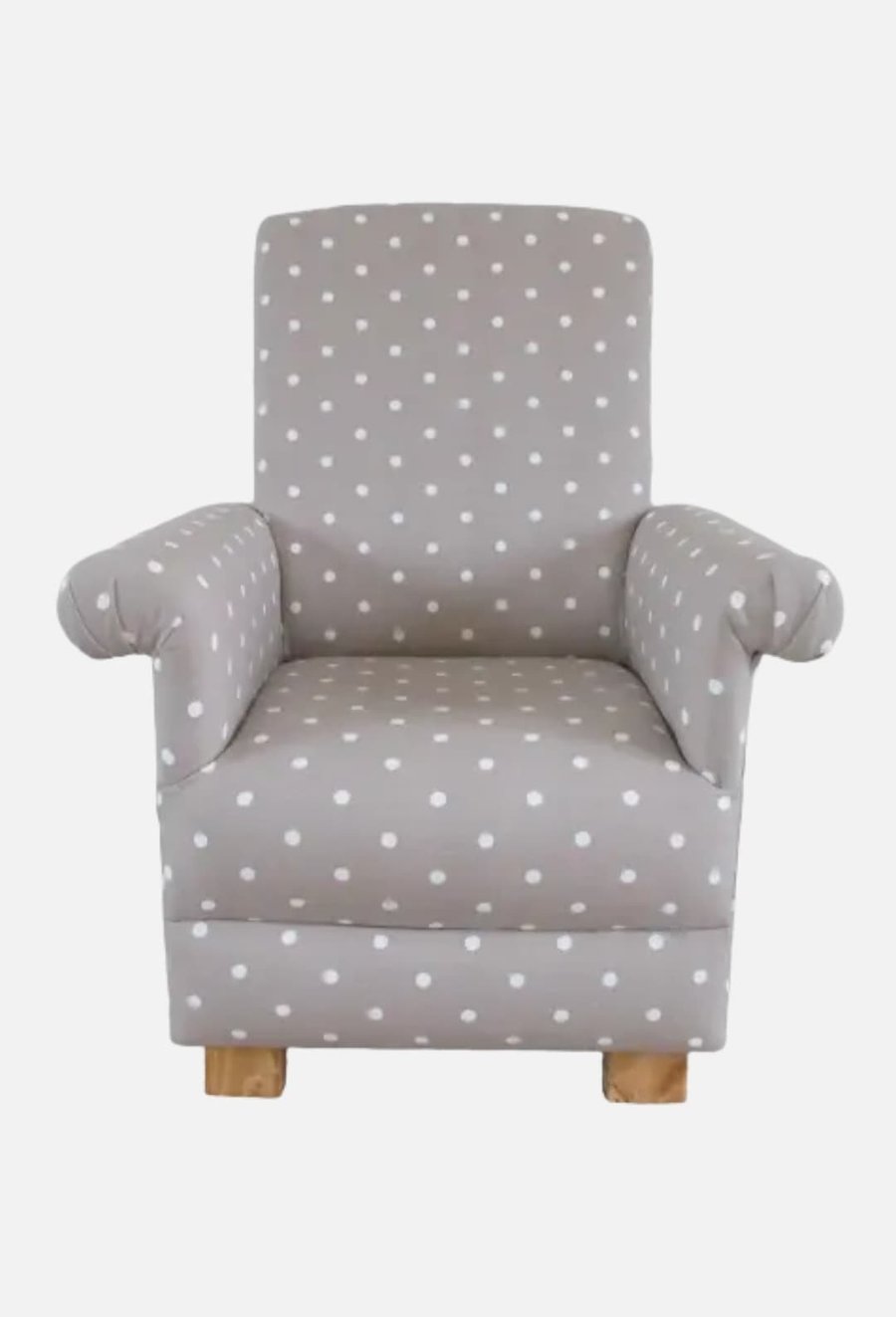 Child's Taupe Dotty Spot Fabric Chair Armchair Beige Polka Dots Brown Spots