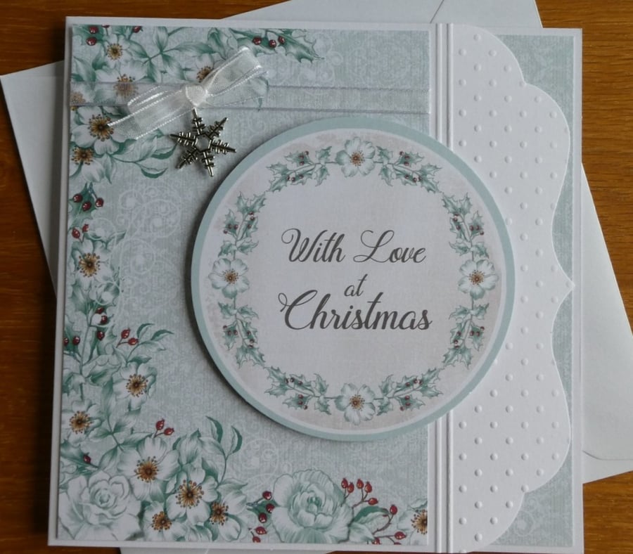Sale - With Love At Christmas Card - Snowflake Charm