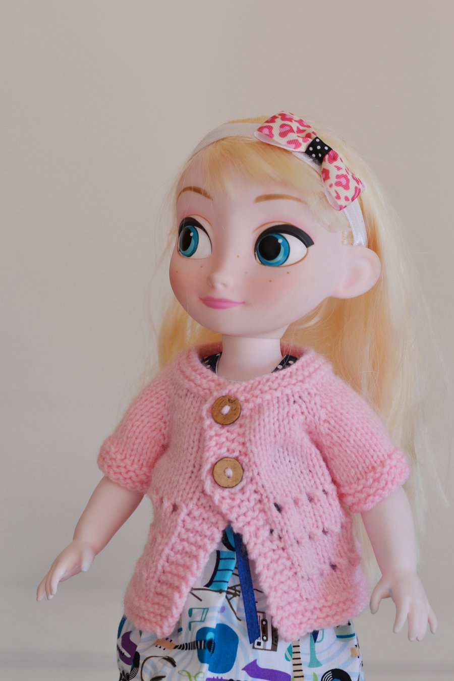 16" Dolls Pale Pink Knitted Cardigan