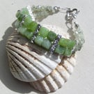 Peridot & Green Prehnite Crystal Gemstone Beaded Bracelet "Forest Knight"