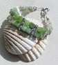 Green Peridot & Pale Green Prehnite Gemstone Beaded Bracelet "Forest Knight"