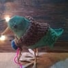 Textile art Bird sculptures, primitive art decor, folk art bird, animal gift
