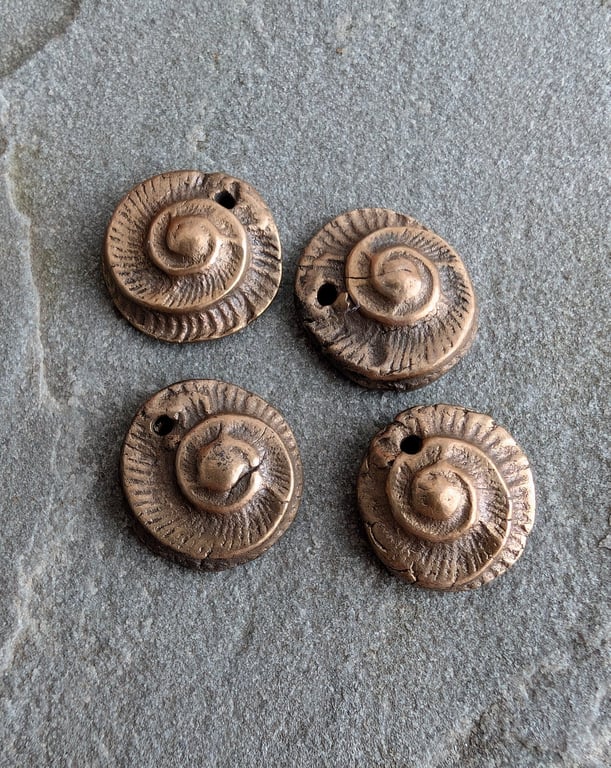 Bronze Ammonite Charms 1 Pair