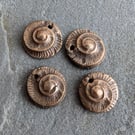 Bronze Ammonite Charms 1 Pair
