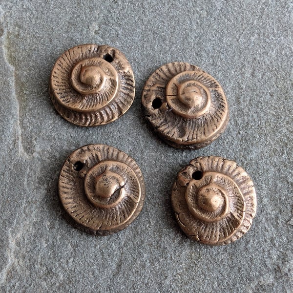 Bronze Ammonite Charms 1 Pair