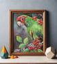 Winter's Jewel – Original Parrot Mixed-Media Painting - Image 2