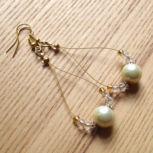 Golden Pearl Loop Bead Earrings