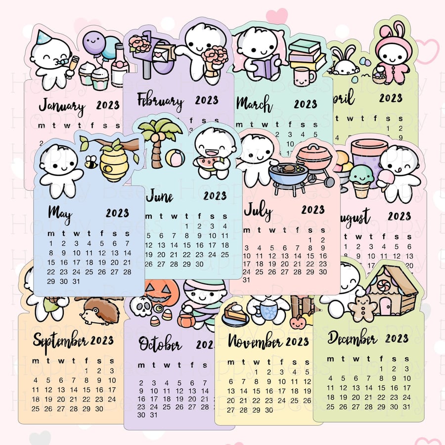 2023 Calendar Stickers – Paper Hearts Planner Co.
