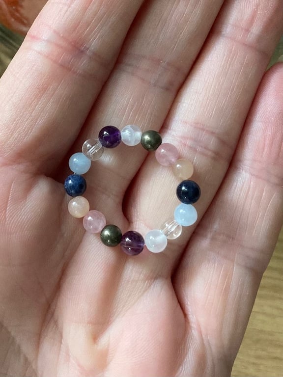 Tiny Bead Gemstone Ring for Anxiety & Stress Relief  