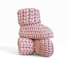 Neutral Newborn Baby Booties with Puff Stitch Cuff