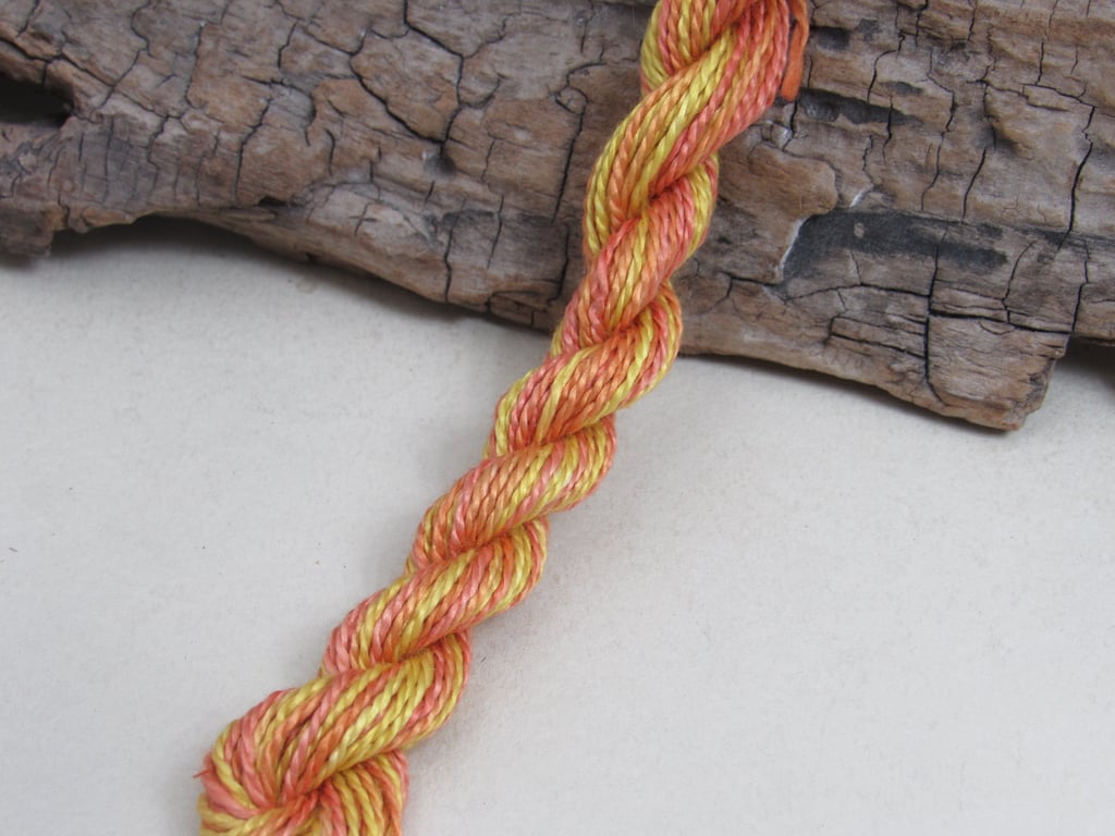 15m Natural Dye Shaded Yellow Pink Pure Silk Embroidery Thread 