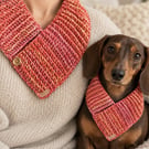 Matching Woman and Dog Snood Set – Handmade Coral Crochet Cowls