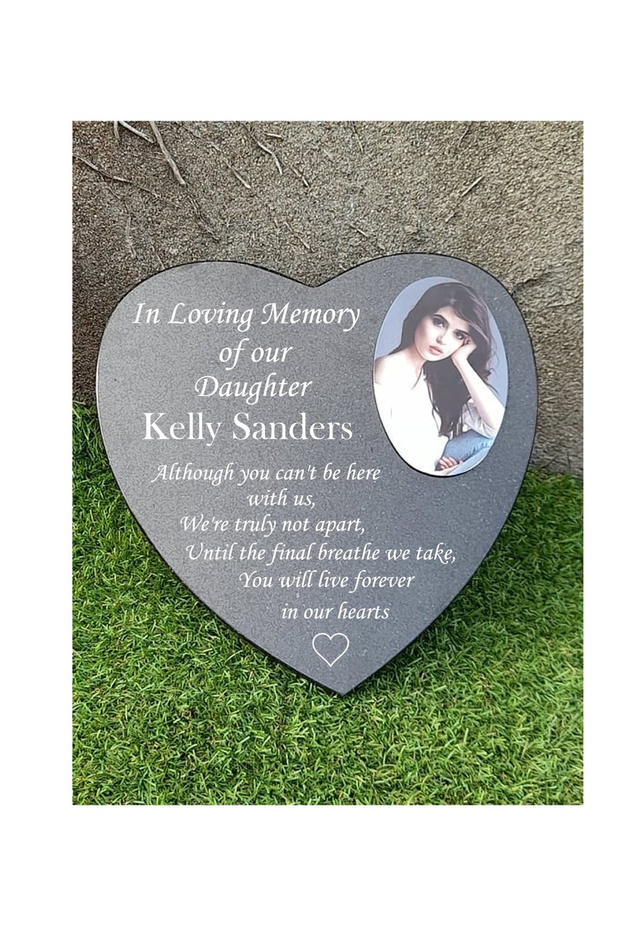  Engraved Granite Heart Cemetery Marker Heart Memorial Grave Plaque Headstone