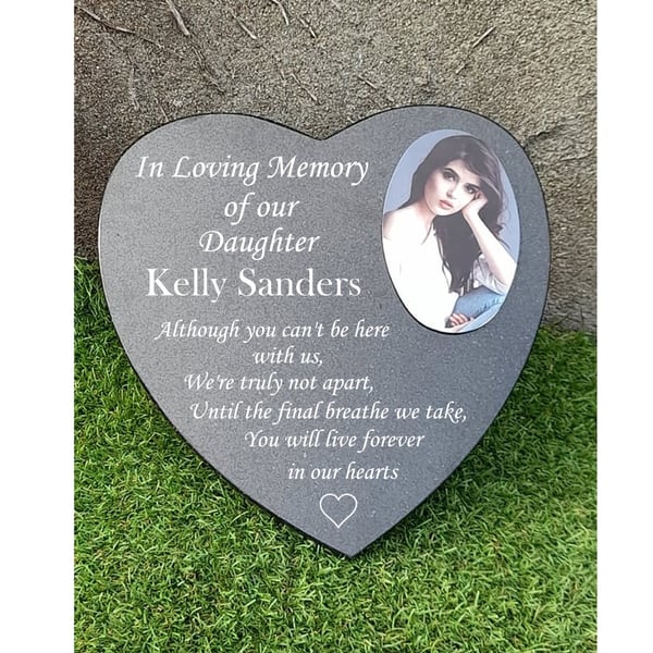  Engraved Granite Heart Cemetery Marker Heart Memorial Grave Plaque Headstone