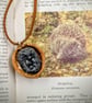 Handmade Hedgehog Wildlife Pendant - Cast in Silver Resin, Polished Walnut Shell