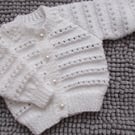 14"  White Round Neck Eyelet Cardigan
