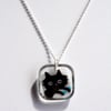 Sleepy Kitty Pendant - Handmade Black Cat Resin Necklace