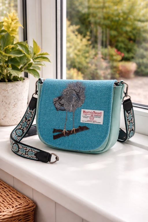 The Heron Bag in Harris Tweed and Cork