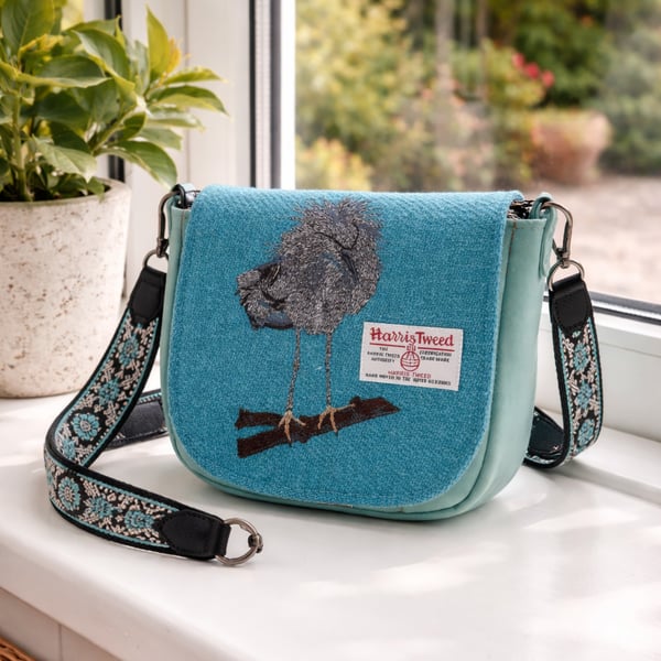 The Heron Bag in Harris Tweed and Cork