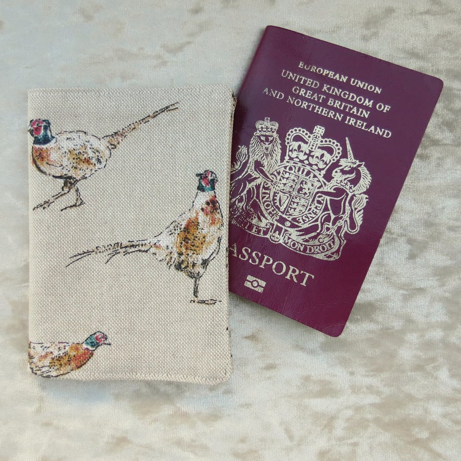 Passport sleeve.  Pheasant design.  Passport cover.