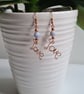 Blue Crackled Agate & Copper Dangle LOVE Earrings Gift Crystal Jewellery Jewelry - Image 7