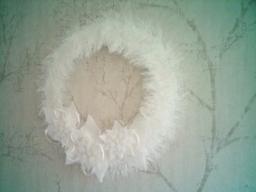 White poinsettias Christmas hanging decoration