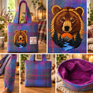 Harris tweed shopper with bear