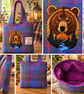 Harris tweed shopper with bear - Image 1