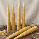 Set of 2 Spiral Beeswax Column Candle 20 cm Pure Natural Handmade Candle