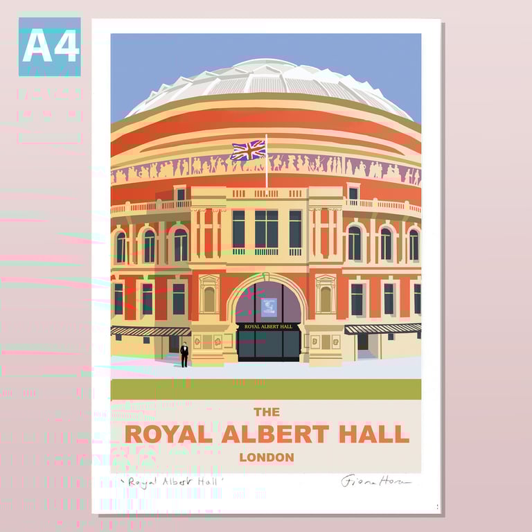 Royal Albert Hall, London, retro style travel poster A4